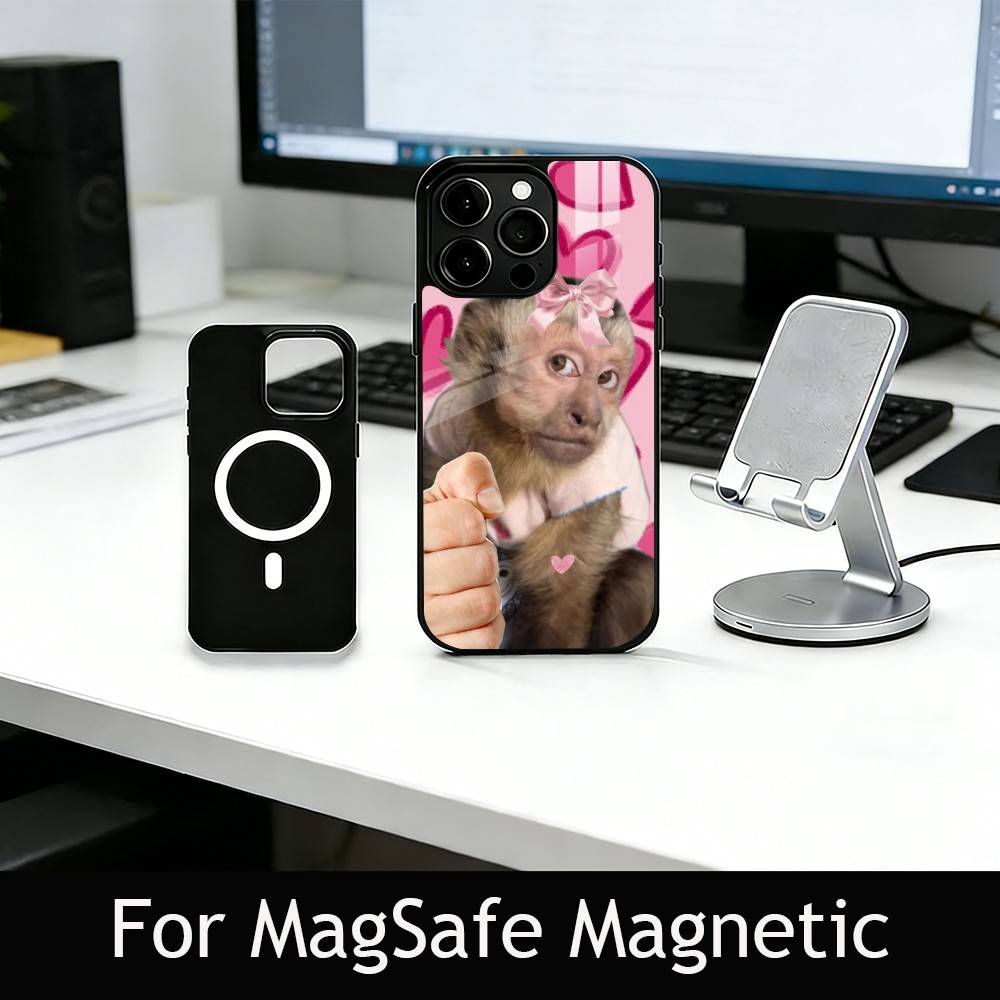 C-Cute F-Funny Monkey Phone Case For iPhone17,16,15,14,13,12,11 Plus,Pro Magnetic with Magsafe Wireless Charging