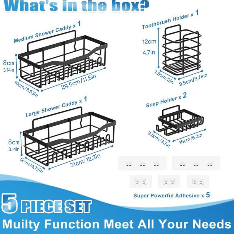 Selbstklebende Duschablage, rostfreier Bad-Organizer aus Edelstahl mit großer Kapazität, keine Bohrregale für die Aufbewahrung im Badezimmer