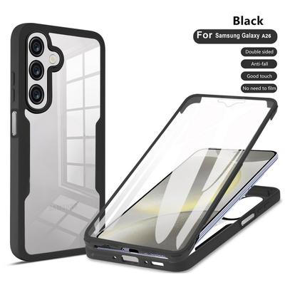 Doppelseitige, durchsichtige Handyhülle für Samsung S25 Ultra A16 A56 A36 A26 A06, 360-Grad-Vollschutz, weicher Silikonrahmen, stoßfeste Stoßstangenabdeckung