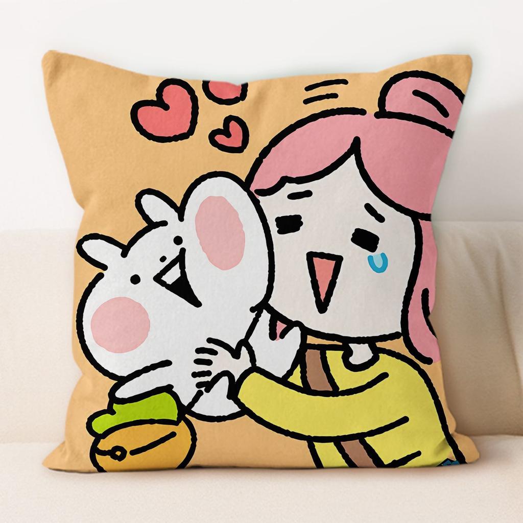Happy Bunny Pillow Modern Simple Home Decoration Cushion Car Backrest Square Pillow