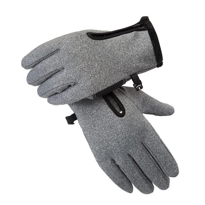 Men Women Sports Fitness Non-slip Cycling Gloves Winter Plus Plush Thick Warm Touch Screen Motorcycle Zipper Ski Glove