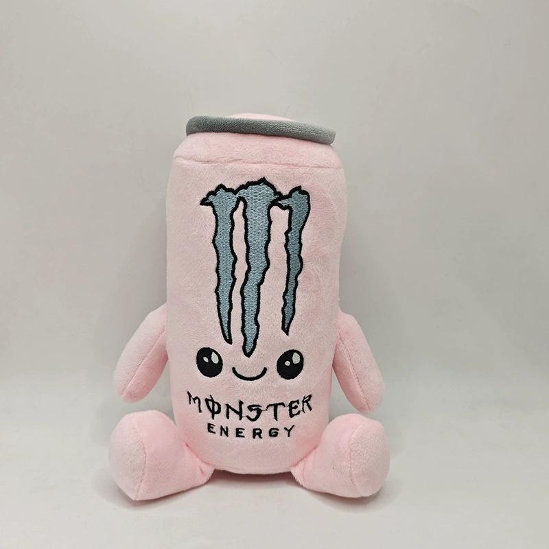 Nieuw Schattig Meerkleurig Monster Energy Drink Blikje Pluche Speelgoed Zacht Gevuld Cartoon Drankblikje Pop Schattige Woondecoratie Cadeau voor Kinderen en Pluche Verzamelaars 22CM roze