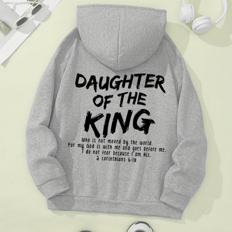 European-Size Letter Print Long Sleeve Hoodie with Pocket