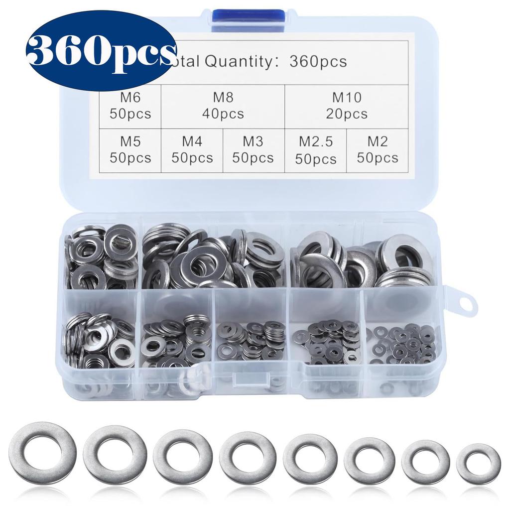 520pcs580pcs620pcs684pcs180pcs360pcs900pc Flat Washer Set 304 Stainless Steel