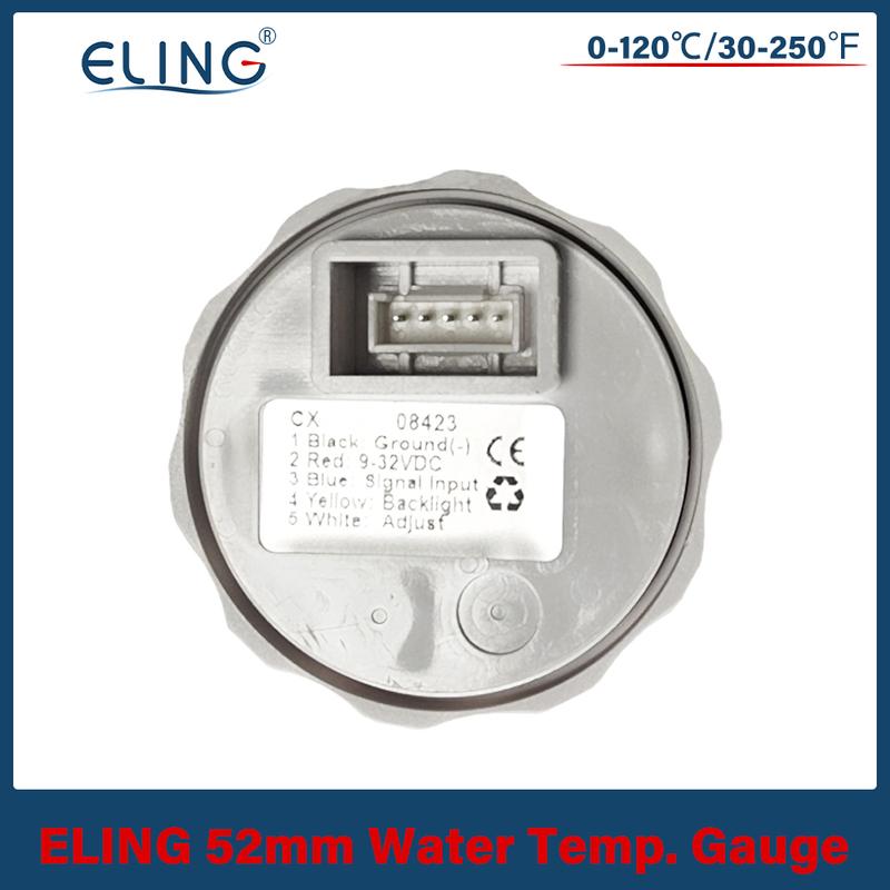 ELING 52mm Water Temp Meter Signal 0-120℃/30-250℉ Temperature Gauge with 7 Colors Backlight for Boat Car Motorcycle 9-32V