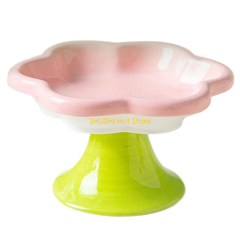 

Flower Elevated Cats Feeders Water Bowl For Comfortable Eating Feeding D57B