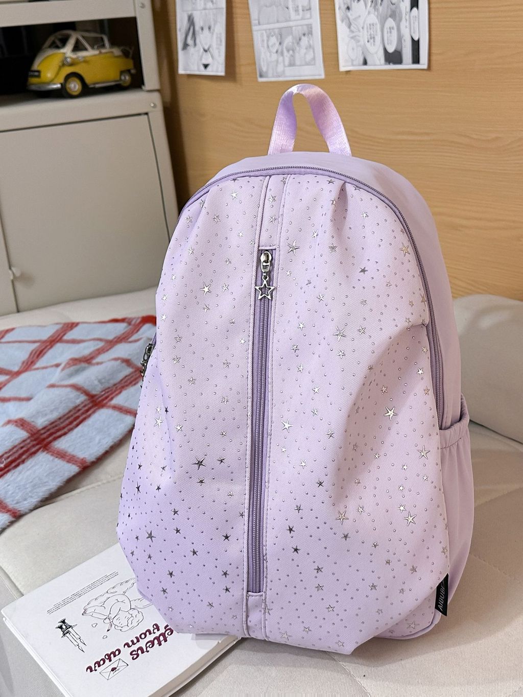 

Starry Girl School Backpack With Nylon Material For Travel And Casual Use S фіолетовий
