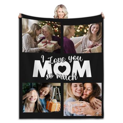Individuelle Decke mit Ihren eigenen Fotos Personalisierte Kuscheldecken für Mama Geschenke zum Muttertag Geburtstagsgeschenk von der Familie