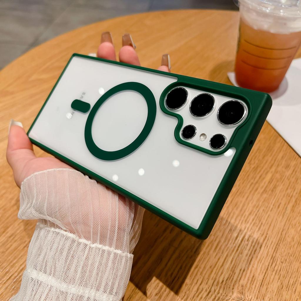 Acrylic Transparent Magnetic Suction Suitable for Samsung S25 Ultra Matte Mobile Phone Case S24U Niche Advanced Sense Anti Fall Case