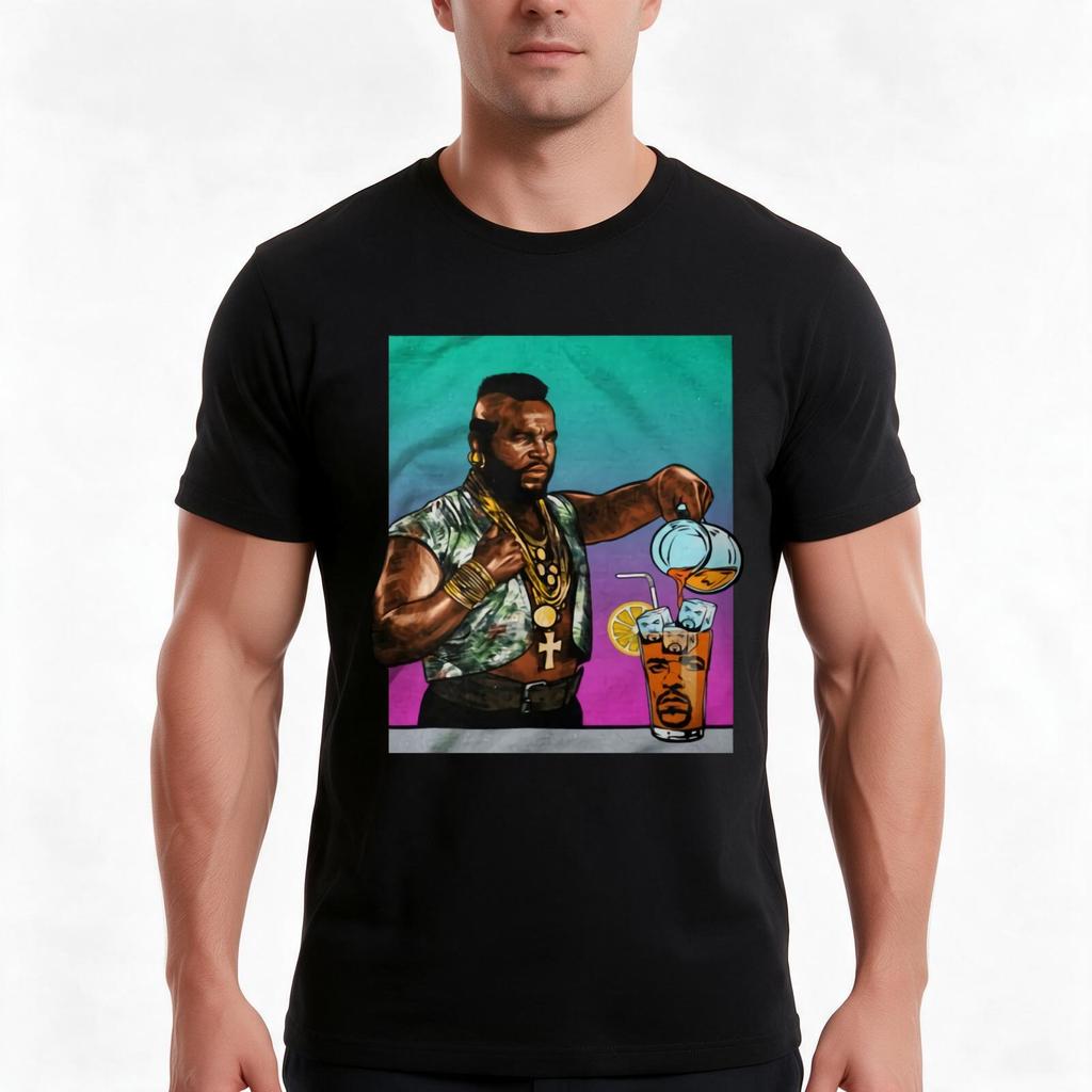 Mr T Drinking Iced Tea Ice Cube Ice Cube In Iced Tea Inspired Tshirt Summer Casual Cotton Tee Vintage Graphic Print