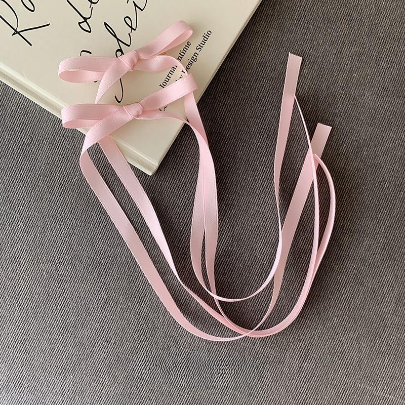 Solid Color Ribbon Hair Clip Female Long Streamer Sweet Temperament Duckbill Clip Simple Hair Accessories