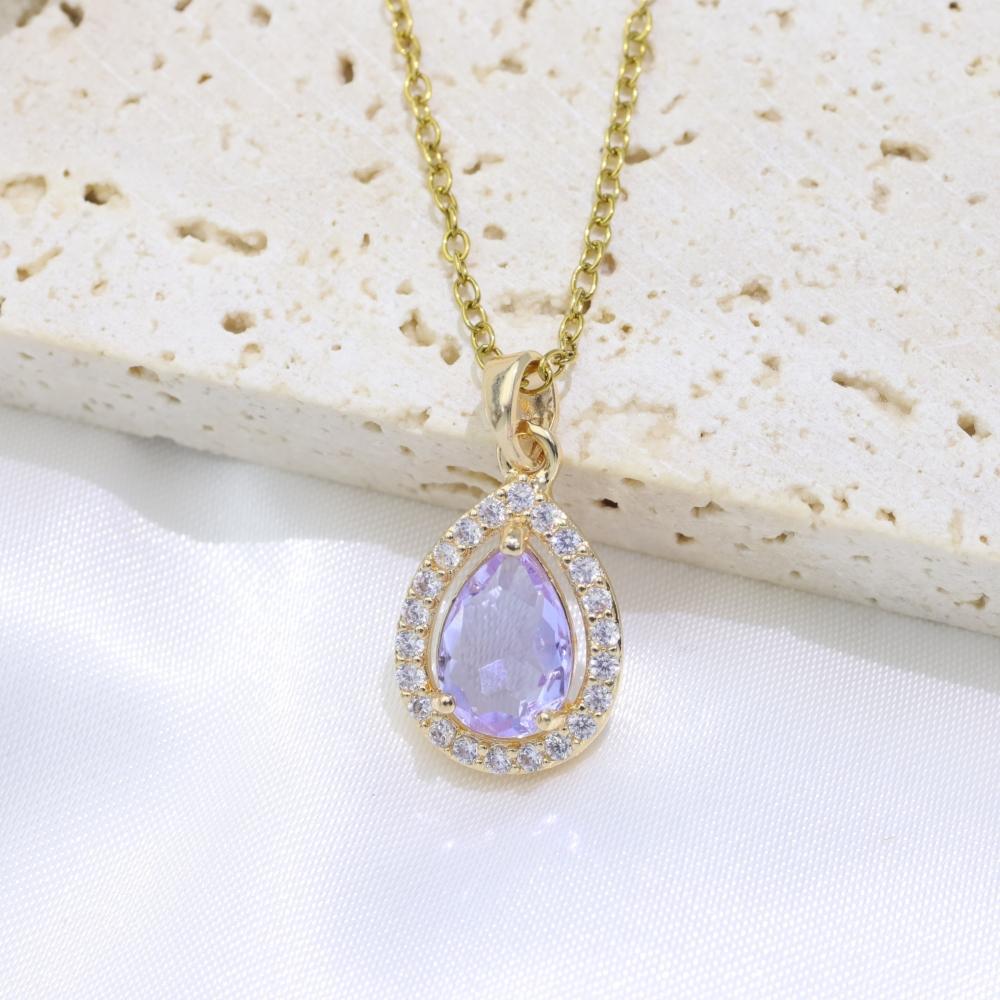 1 Piece Water Drop Shape Zirconia Pendant Necklaces for Women New Fashion Wedding Party Necklace Jewelry Accessories