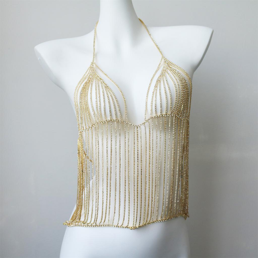 Exaggerated Rhinestone Bra Panties Accessories Nightclub Sexy Clothing Body Chain European And American Body Chain