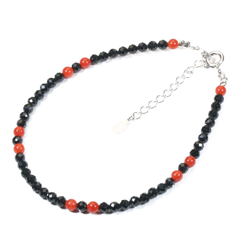 

Mediterranean Coral Bracelet, Coral, Black Spinel, Silver, Undyed
