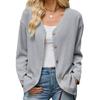 Europe, America 2026 Autumn and Winter New Solid Color V-neck Loose Long-sleeved Button Cardigan Jacket Women