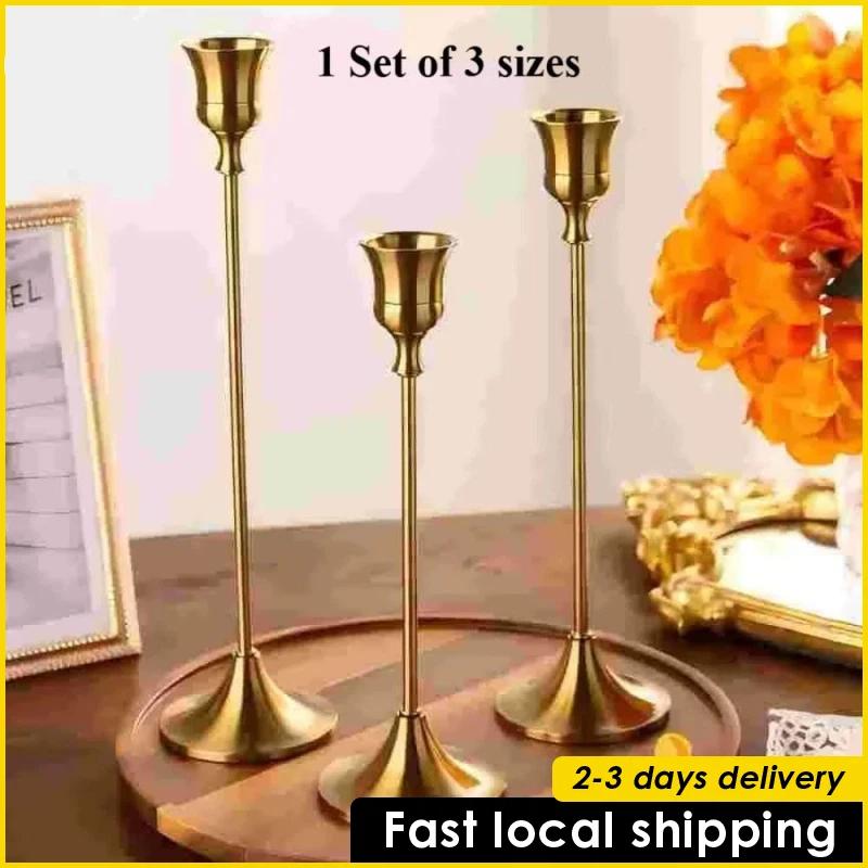 3Pcs Metal Candle Holder Simple Candlestick For Wedding Party Candlelight Dinner