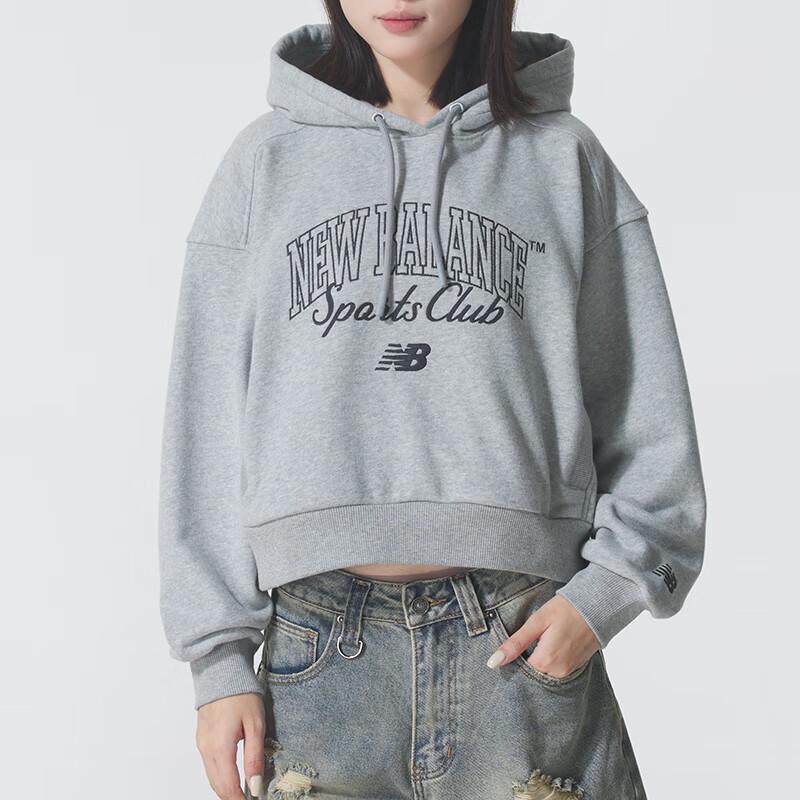 New Balance Sweatshirts Women's Gray Hooded Moderate Regular NCF42602-MGR