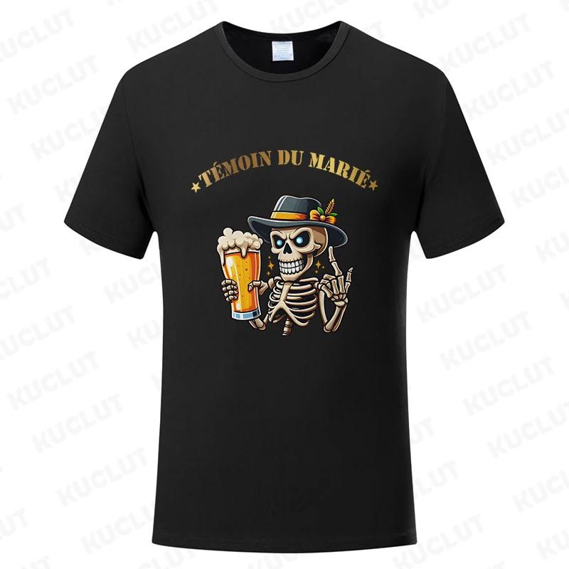 French Men's T Shirt Evg Futur Marié Team Groom Squad Shirt Wedding Best Man Tshirt Funny Single Farewell Bachelor Party Tees