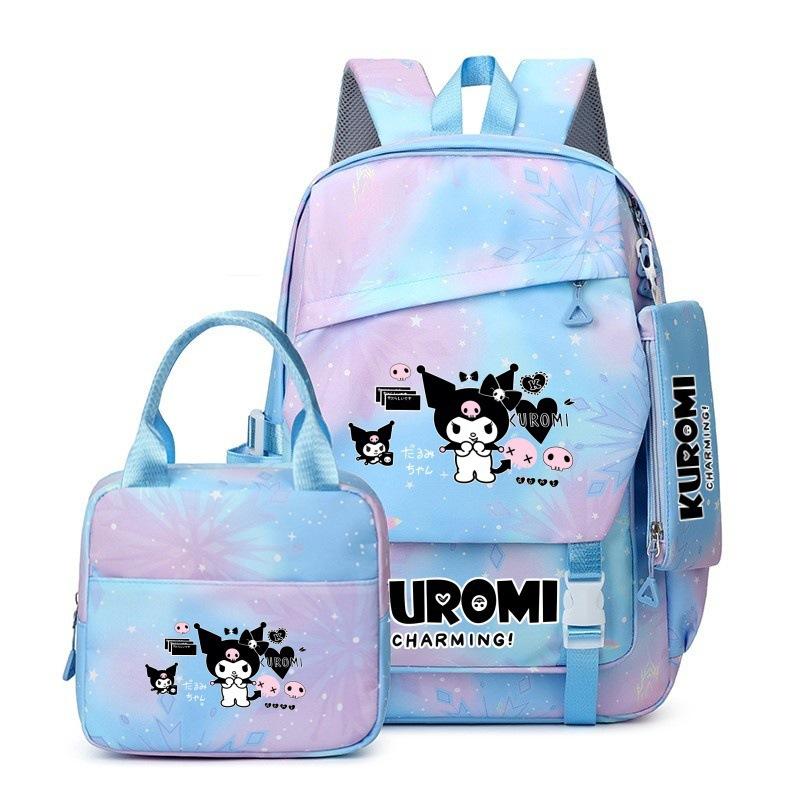 3-teiliges Schulrucksack-Set für Schüler Große Kapazität Oxford-Stoff Schultasche mit Schultergurt und Federmäppchen