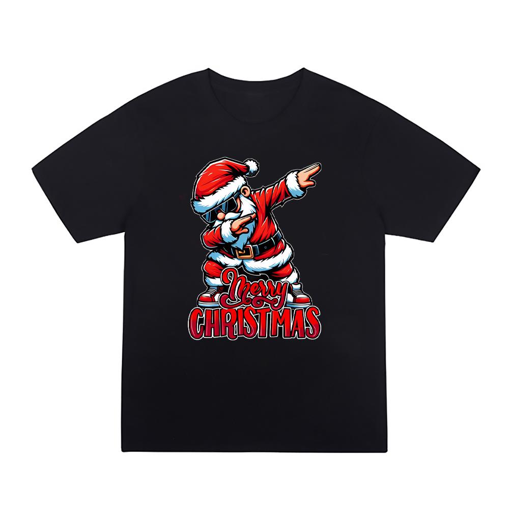 New Merry Christmas Letter Printed Casual Versatile Couple Tshirt for Men and Women