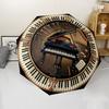 Piano Craftsmanship Emblem Pattern Umbrella, Portable and Foldable Design, 8 Ribs, a Casual Accessory for Halloween, Christmas, and Birthday Gifts.