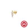 14K Gold Plated Solid 925 Sterling Silver Post Flat Back Stud Earrings for Women Cartilage Helix Piercing Cubic Zirconia Earring