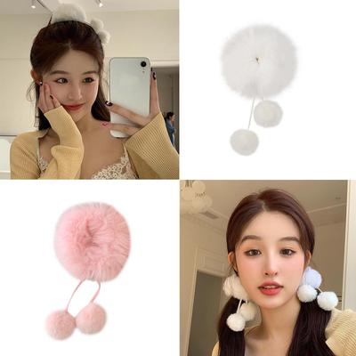Plüsch-Haargummi Pompon Scrunchies Plüsch-Scrunchies Lolita-Haargummi Pompon-Haargummi Plüsch-Pferdeschwanzhalter Haarring