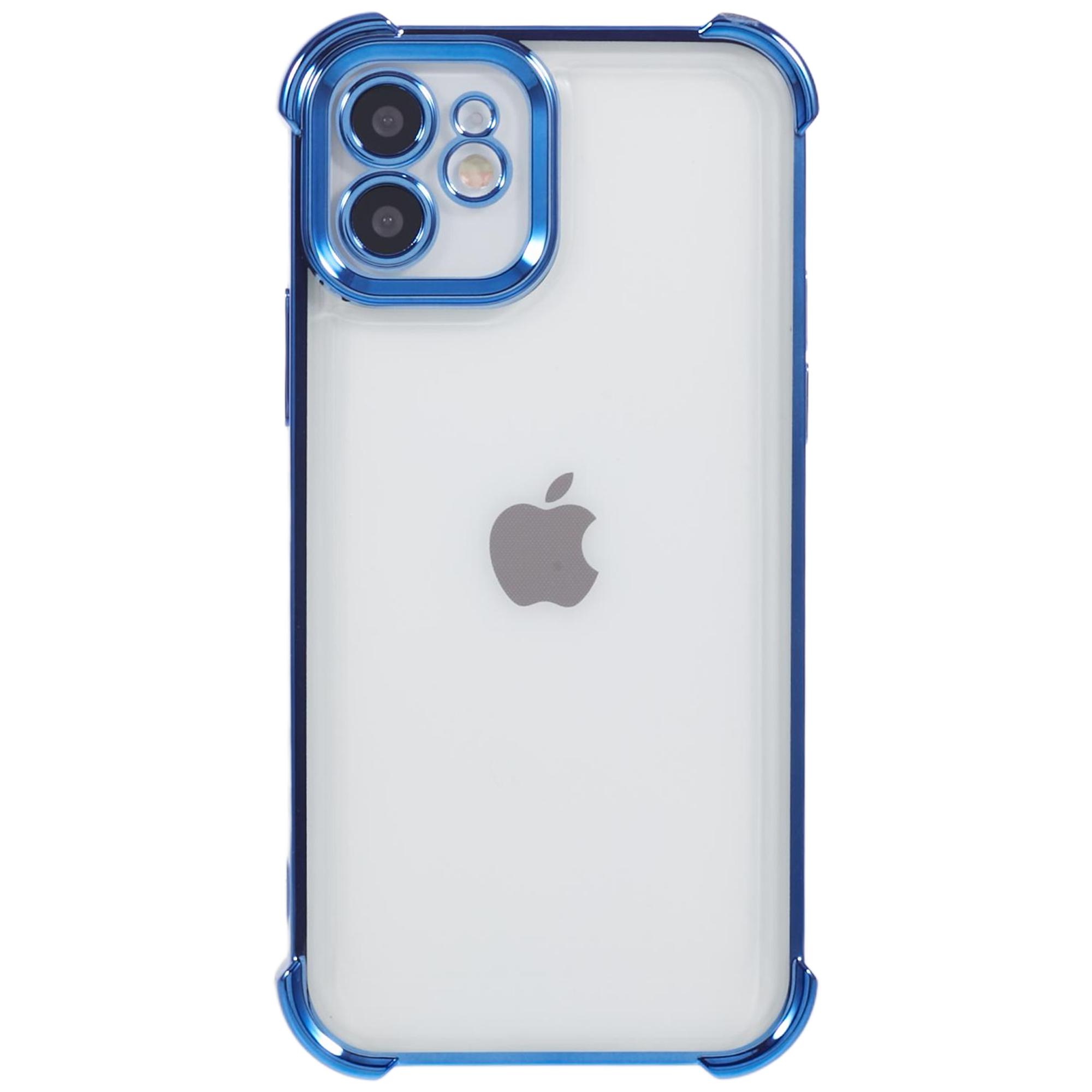 

For iPhone 12 Case TPU Clear Back Phone Cover Electroplating Love Heart Grey