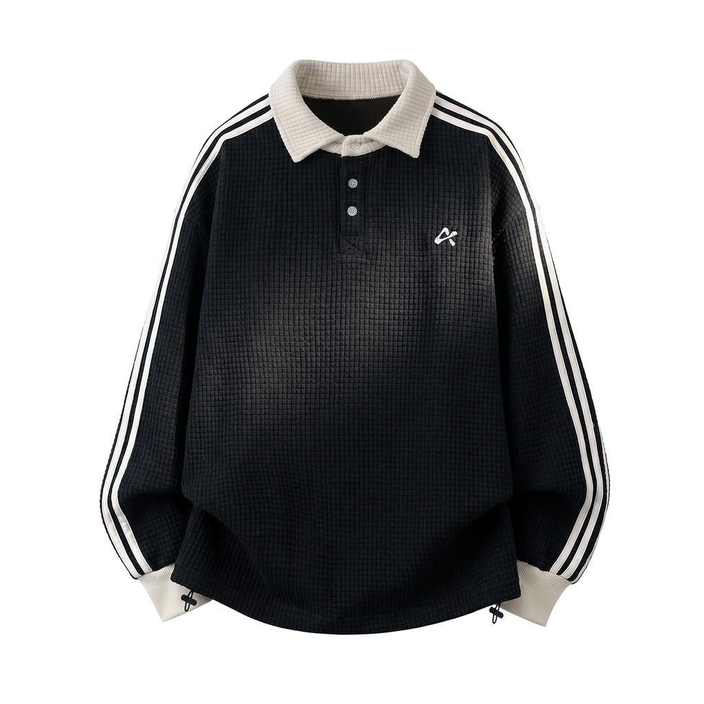 Casual Mens Fall Sweatshirt With Color Block Collar And Drawstring Hem For Youth Fashion