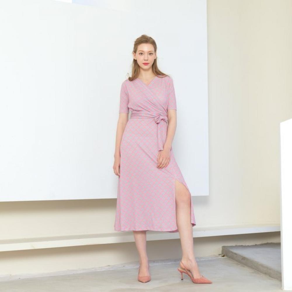 Lipbbam Creora Easy Corinne Artwork Pattern Wrap Dress Ldm54hp01