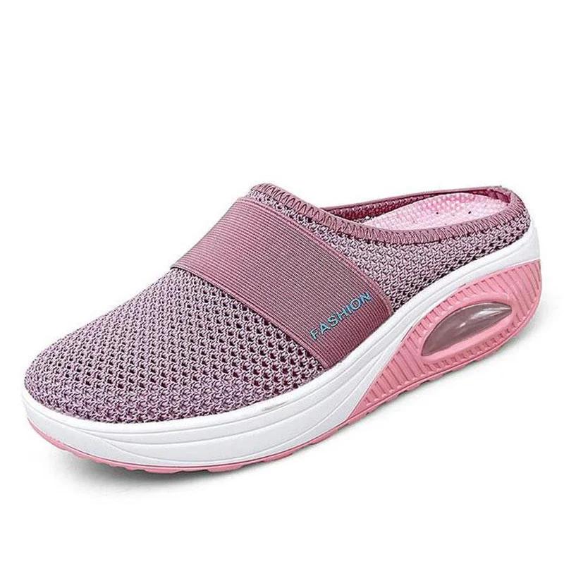 Women Mesh Lightweight Shoes Woman Slippers Wedge Shoes Female Air Cushion Sandals Thick Bottem Casual Sneakers Plus Size 43