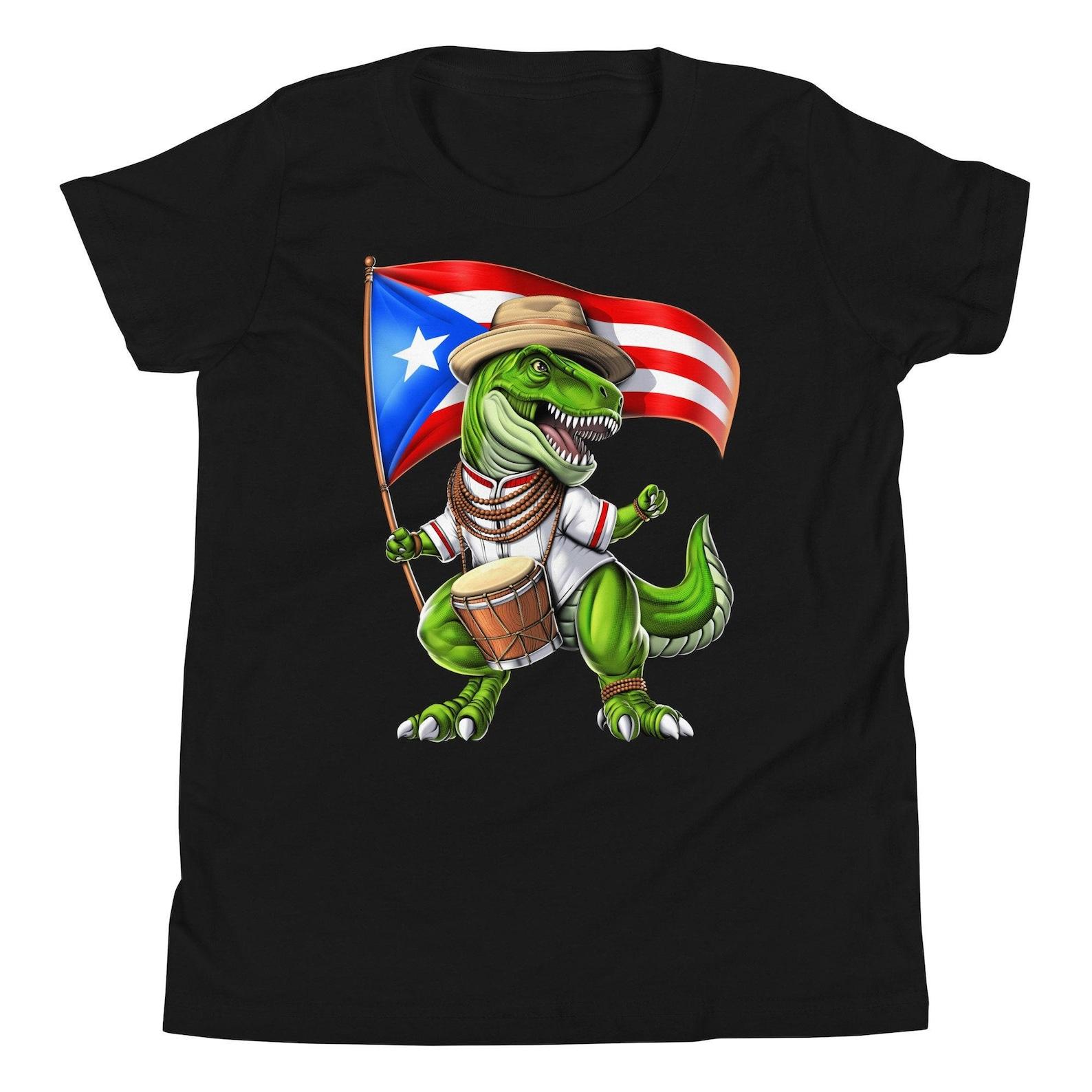 Puerto Rico T-Rex Dinosaur Kids T-Shirt, Boricua Boys Tee, Puerto Rican Flag Shirt, Taino Clothing, Boricua Clothes, Boricua Apparel 150