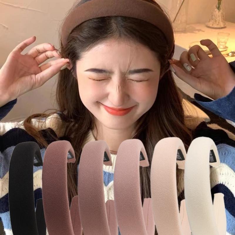 Retro Sponge Headband Milk Tea Color High Skull Headband Face Washing Headband All-match Outing High-end Pressure Hair Accessories