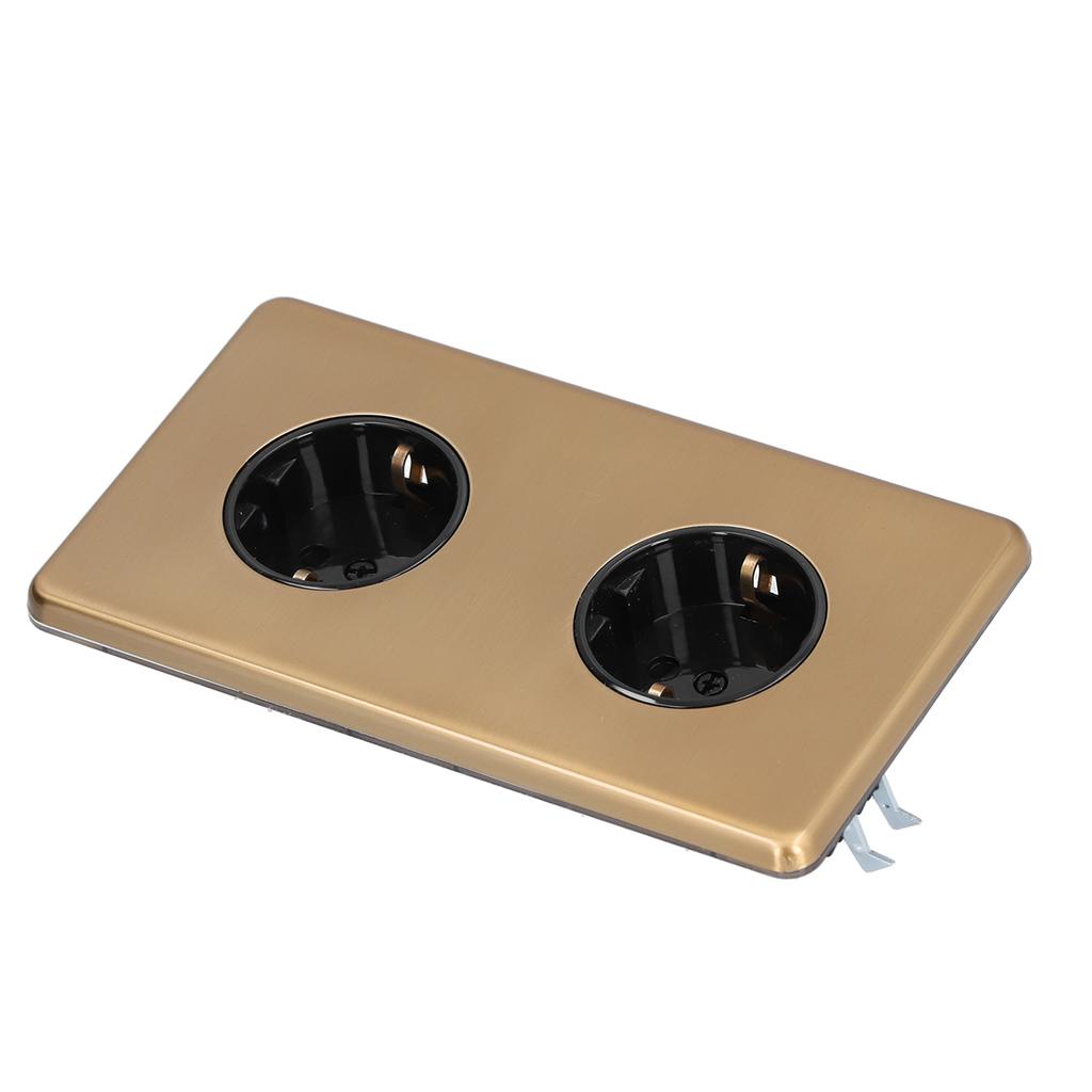 German Style Double Plug Socket Wire Drawing Stainless Steel Panel Double Plug Socket 250V 16A
