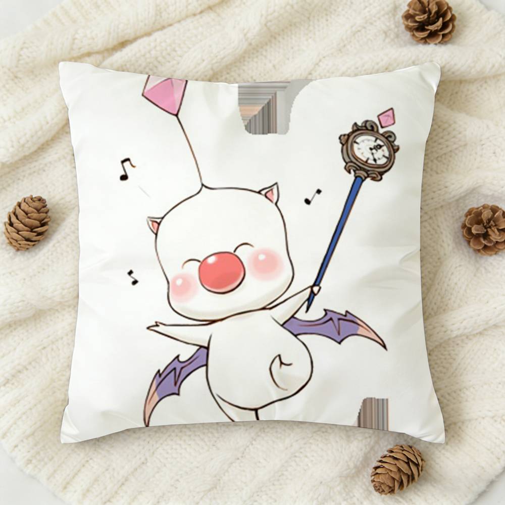 FFinal Fantasy Moogle FF VI Doublesided Printed Square Decorative Cushion Cover for Sofa Living Room Home Decor