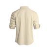 Spring New Men's Solid Color Stand Up Collar Long Sleeved Cotton and Linen Fashionable Casual Top