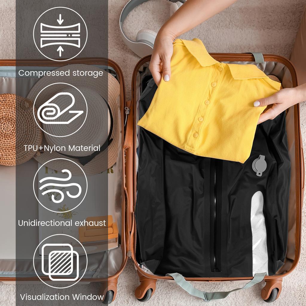 16L One Way Valve Vacuum Compression Bag Waterproof Airtight Zipper Closure Travel Vacuum Bag With Visible Window for Frequent