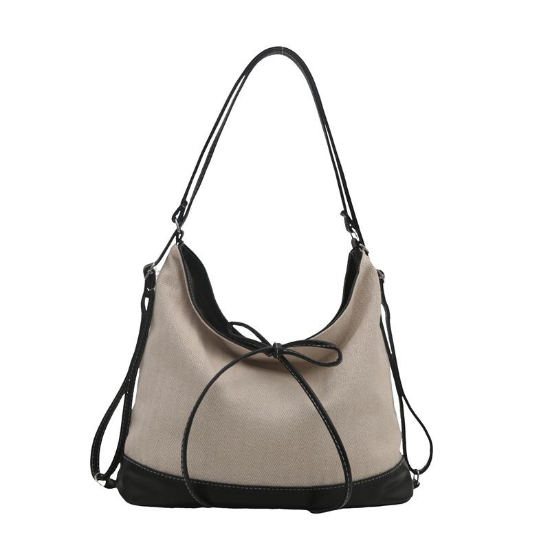 Niche retro splicing tote bag women's 2025 new trendy shoulder bag multi-functional large-capacity backpack