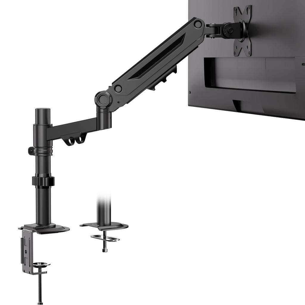 WORLDLIFT PC Monitor Inch LCD Display 1 Load Cable Grommet Clamp VESA Arm, Single, 17-40 Compatible, Arm, Screen, 2-12kg Capacity, Management,