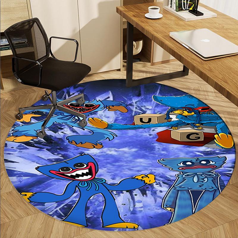 Huggy Wuggy Pattern Round Rug, Indoor/Outdoor Mat, for Picnic, Gameroom, Bedroom, Office, Living Room, Home Decor Carpet, Birthday Gift