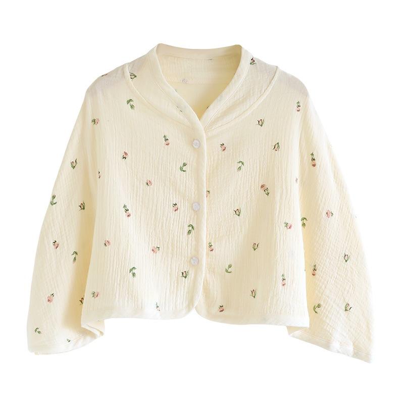 - catty confinement shawl summer thin postpartum shoulder and neck protection cotton gauze vest cape feeding clothes two-piece set