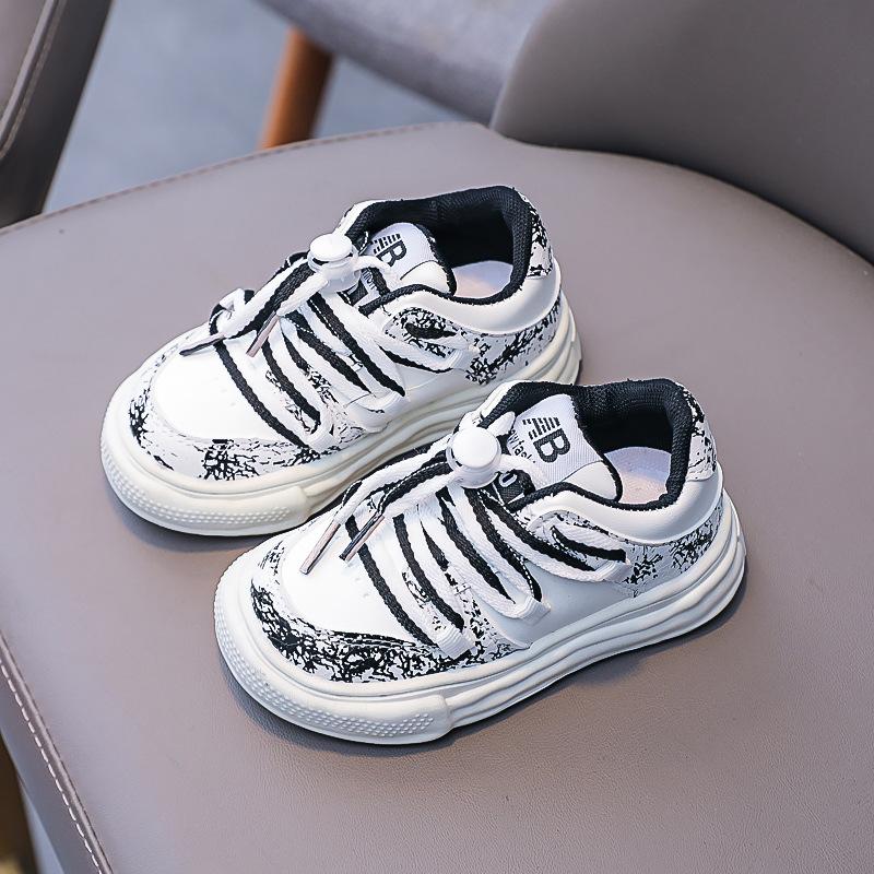 

Фиолетовые детские кроссовки Граффити Простые на шнуровке Все сочетаются Нескользящие 2024 Весна Дышащие Корейский стиль Мальчик Ассорти Спортивная обувь 21 чёрный