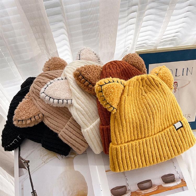 Kawaii for Cat Ears Hats Cute Cap Solid Color Hat Wool Knit Hat Earprotect All-m