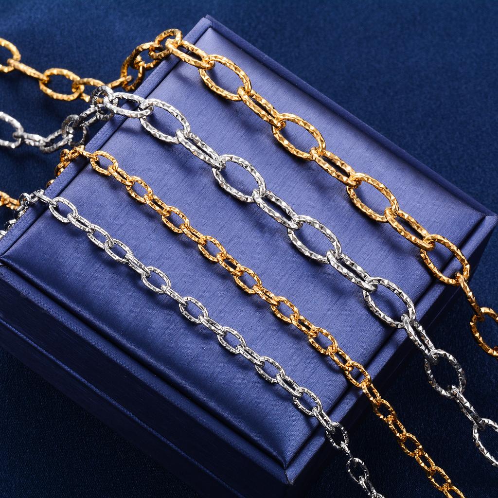 5/8,5mm Schickes Glitzer Edelstahl Halsketten Gliederkette Oval geschnitten Halskette für Damen Herren Minimalistisch Goldfarbe Choker Metall Schmuck