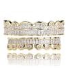 Hip Hop Copper TeethGrillz Set Micro Paved Cubic Zircon Mens Top&Bottom Grills Set With Extra Silicone