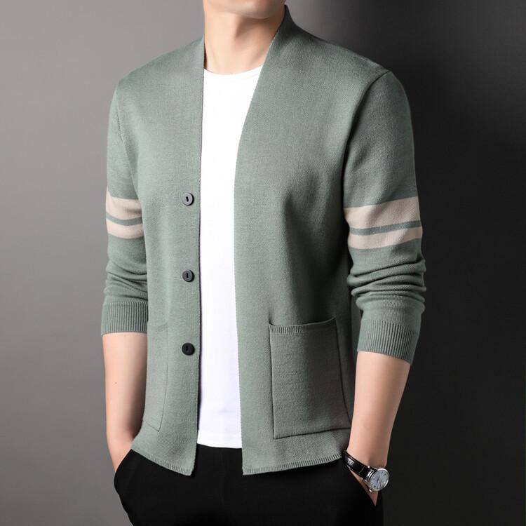High-End Knitted Sweater Middle-Aged And Young Men'S Cardigan Thin Spring And Autumn Coat Casual Handsome Men'S Top Tide
