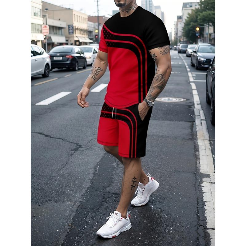 

Чоловічі футболки та шорти літньої вуличної моди з 3D камуфляжним принтом Чоловічий топ з короткими рукавами Спортивні чоловічі шорти на відкритому повітрі L