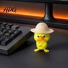 Collectible Figurine for Desk Enthusiasts 4Pcs 3D Printed Angry Duck Figurines Mini Grumpy with Straw Hat Unique Decor Coworkers Cute Cross-Arms