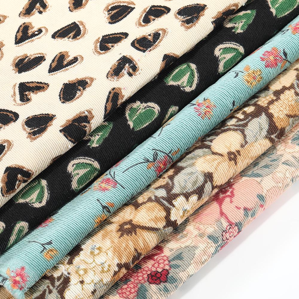 100*150CM Corduroy fabric small flower Polyester print cloth fashion Women's dress DIY clothing handmade Sewing quilting Luggage