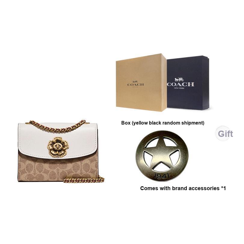 Coach Parker 18 Kamelien-Ketten-Umhängetasche Damen Taschen Weiß Braun 34256-B4HA